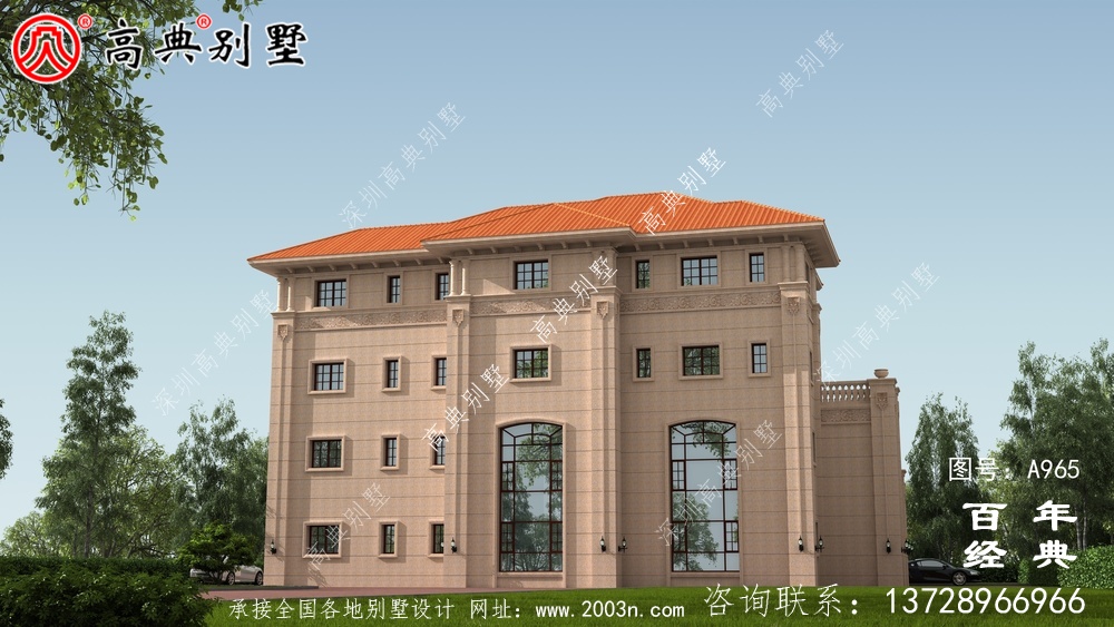 歐式高檔四層復式別墅設計圖紙及效果圖_四層別墅設計圖