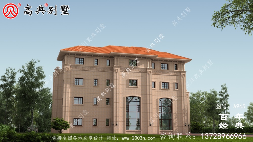 歐式高檔四層復式別墅設計圖紙及效果圖_四層別墅設計圖