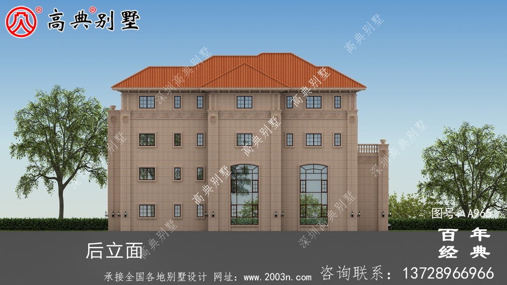 歐式高檔四層復式別墅設計圖紙及效果圖_四層別墅設計圖
