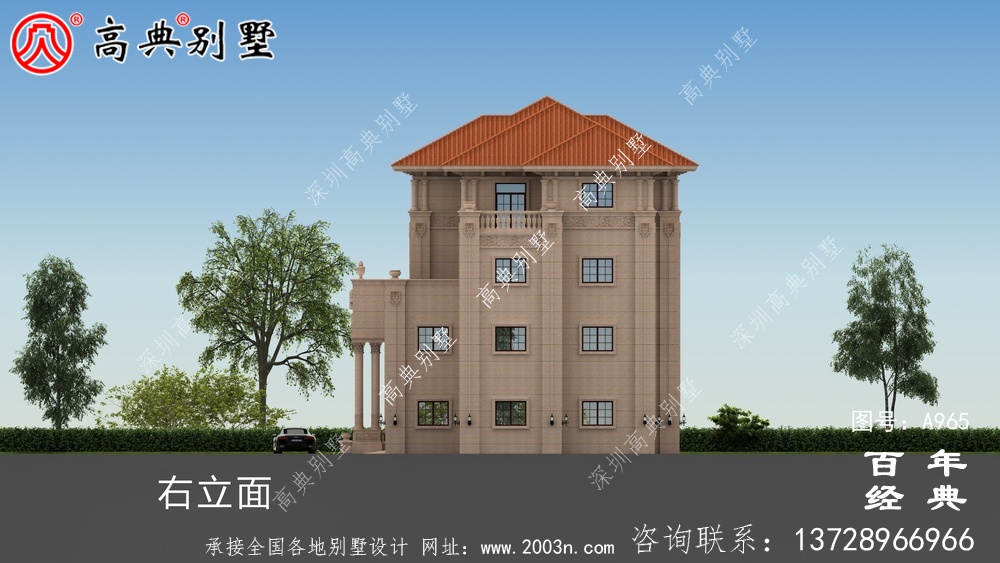 歐式高檔四層復式別墅設計圖紙及效果圖_四層別墅設計圖