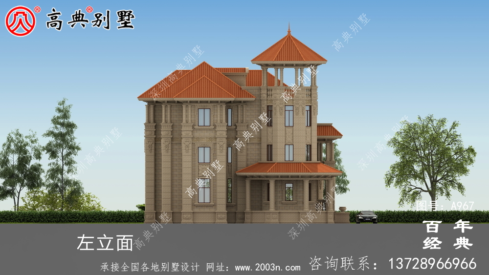 歐式復式三層帶陽臺別墅設計圖紙及效果圖_三層別墅圖紙