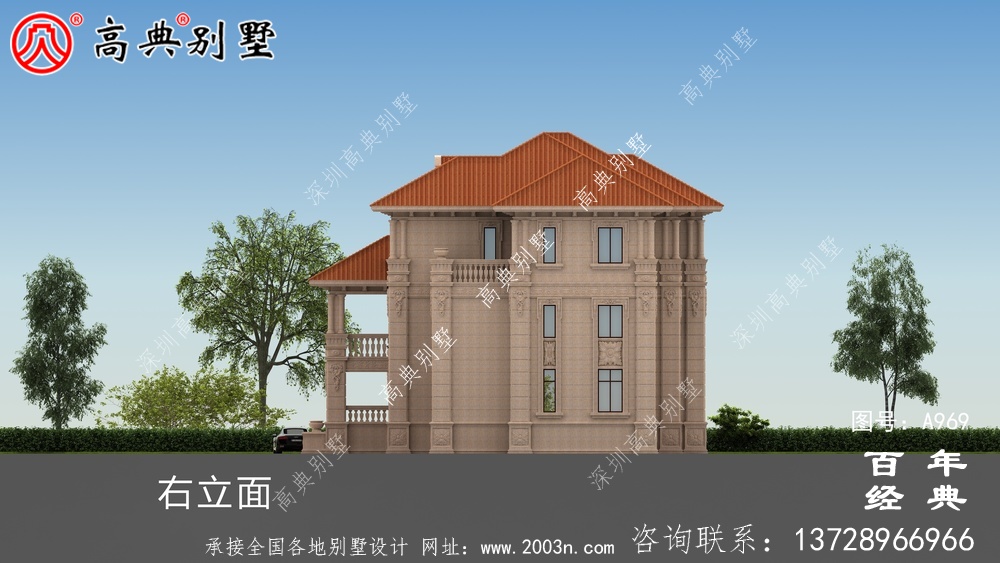 新農村復式三層別墅設計圖與效果圖_三層鄉村住宅設計圖