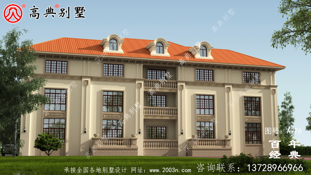 三層豪華歐式別墅設計圖及效果圖_三層農村別墅設計圖