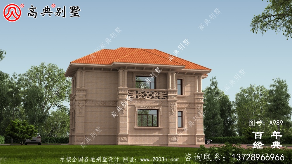 兩層帶車庫的農村別墅設計圖紙及施工圖_兩層別墅建筑設計圖