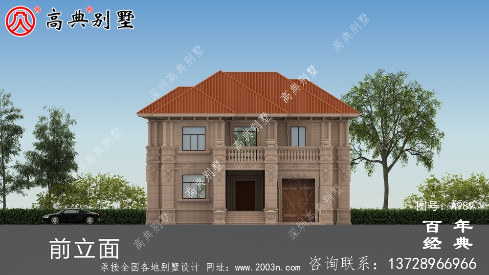 兩層帶車庫的農村別墅設計圖紙及施工圖_兩層別墅建筑設計圖