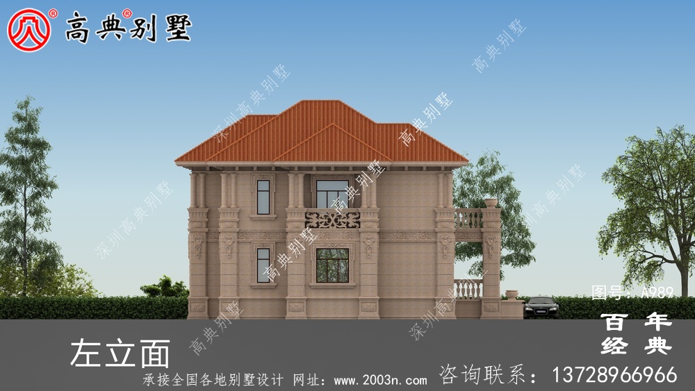 兩層帶車庫的農村別墅設計圖紙及施工圖_兩層別墅建筑設計圖