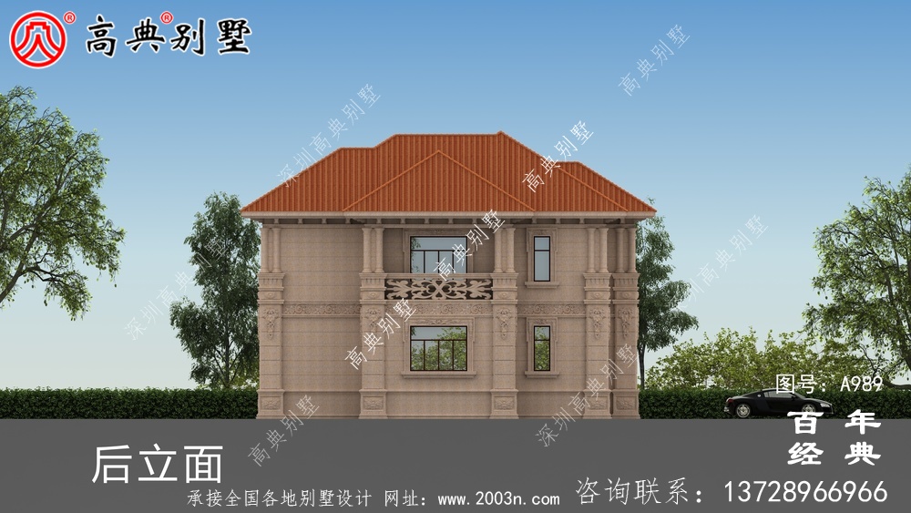 兩層帶車庫的農村別墅設計圖紙及施工圖_兩層別墅建筑設計圖