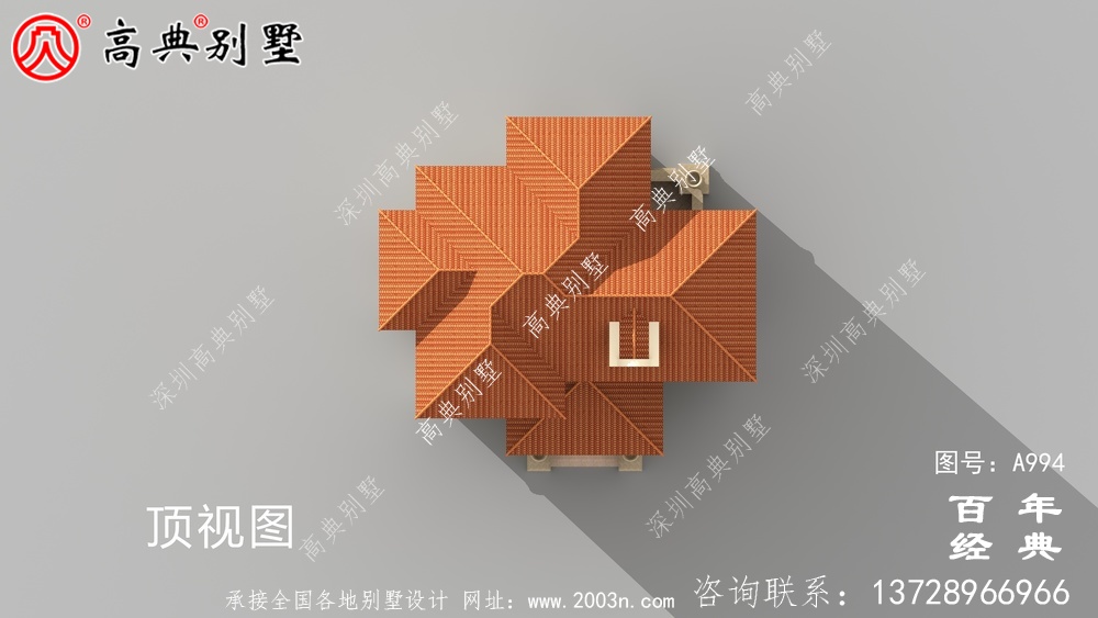 復式四層歐式別墅的外觀效果圖與施工圖設計_四層別墅設計圖