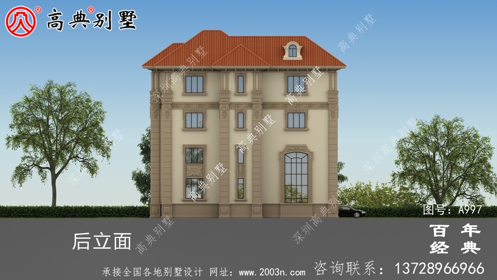 高檔復式四層歐式別墅設計圖紙及效果圖_四層別墅外觀效果圖