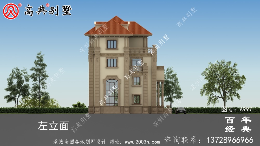 高檔復式四層歐式別墅設計圖紙及效果圖_四層別墅外觀效果圖