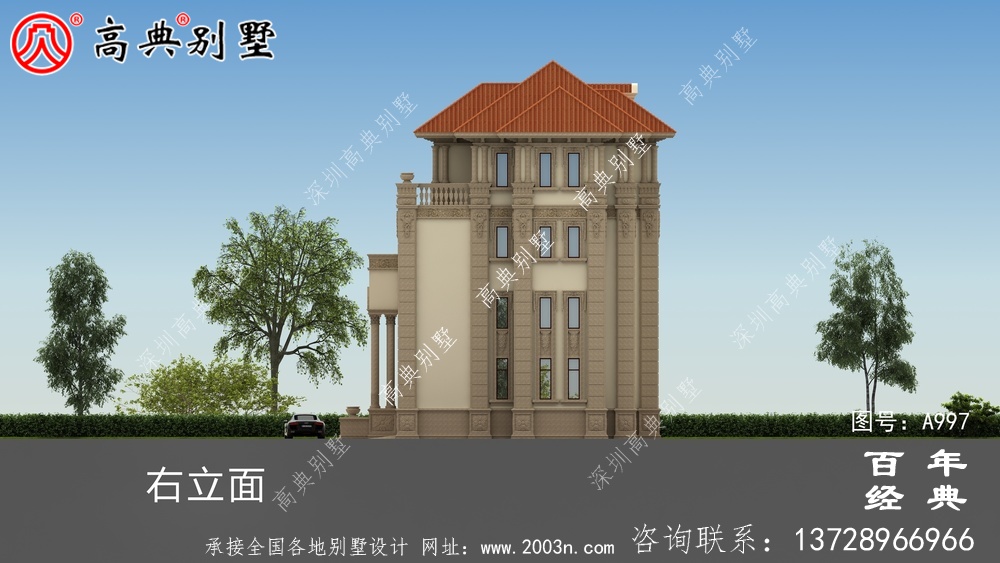 高檔復式四層歐式別墅設計圖紙及效果圖_四層別墅外觀效果圖