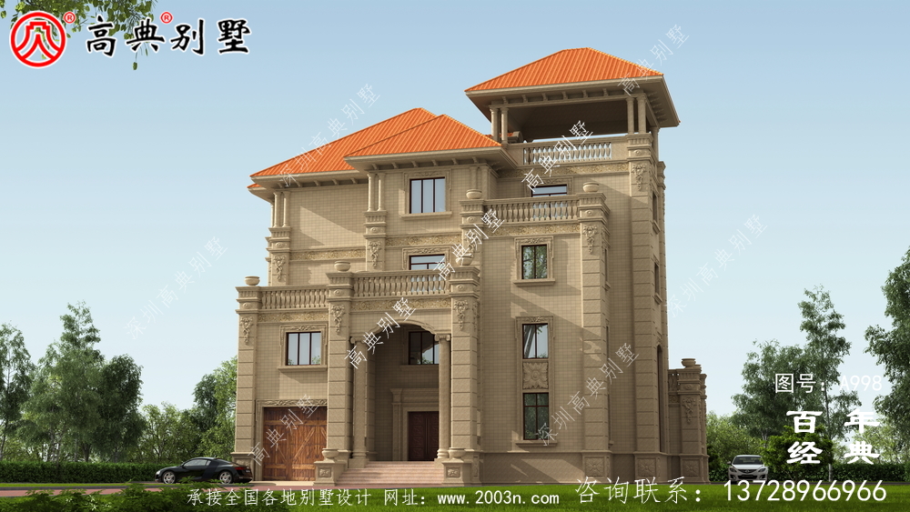 豪華歐式四層復式別墅設計圖紙_四層別墅外觀效果圖