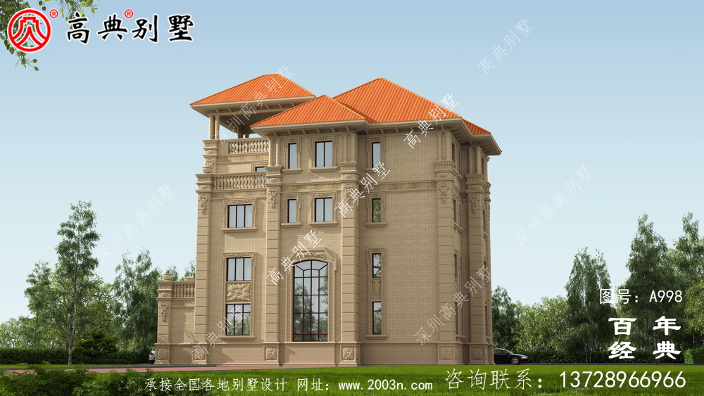 豪華歐式四層復式別墅設計圖紙_四層別墅外觀效果圖