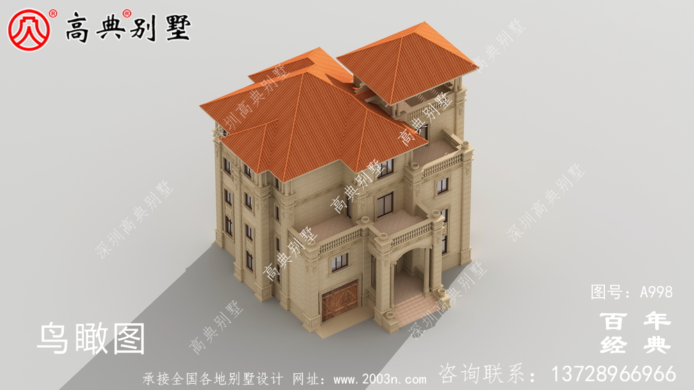 豪華歐式四層復式別墅設計圖紙_四層別墅外觀效果圖
