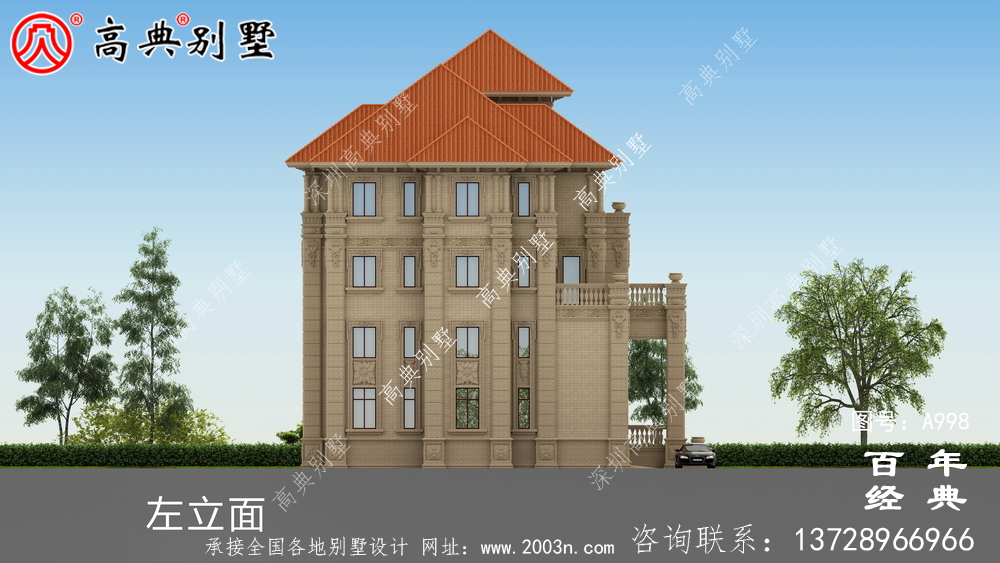豪華歐式四層復式別墅設計圖紙_四層別墅外觀效果圖