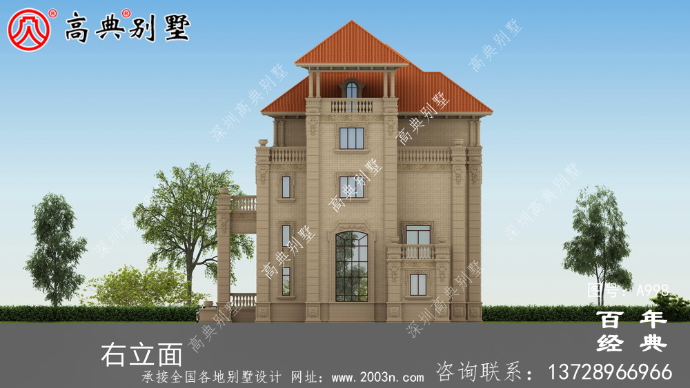 豪華歐式四層復式別墅設計圖紙_四層別墅外觀效果圖