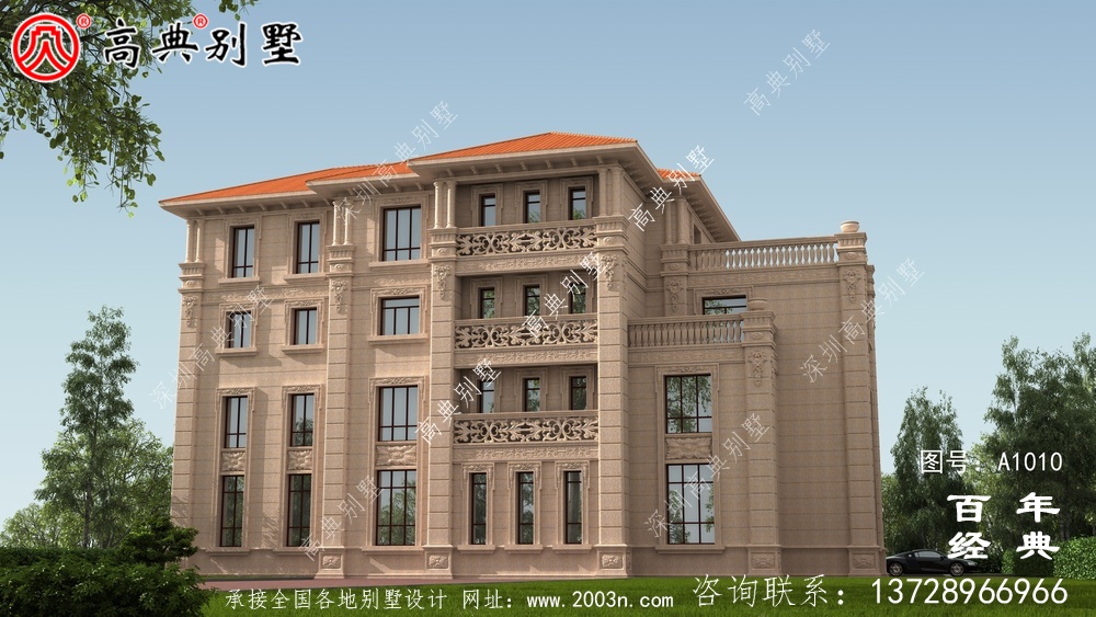 復式四層歐式別墅設計圖紙及外觀效果圖_四層別墅設計圖
