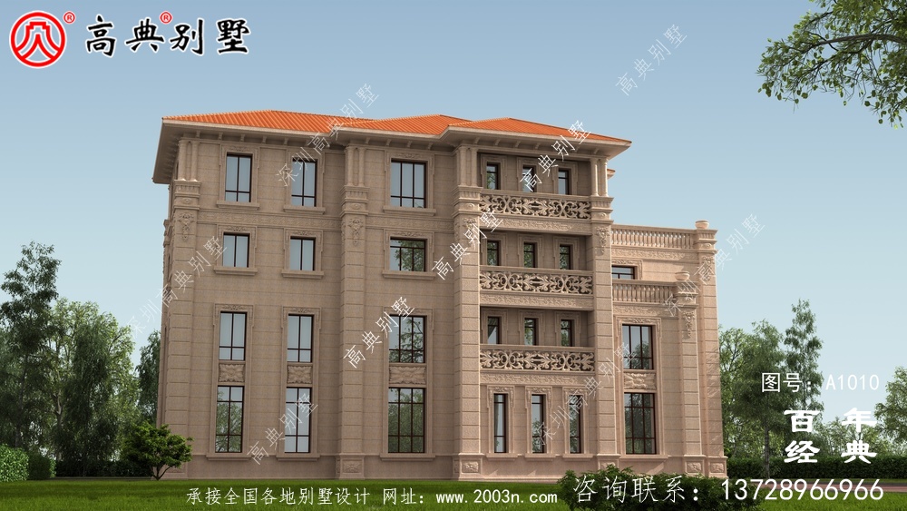 復式四層歐式別墅設計圖紙及外觀效果圖_四層別墅設計圖