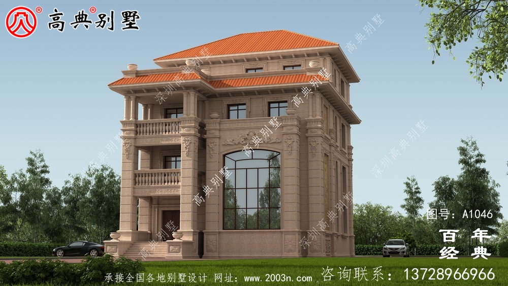 復合四層歐式別墅設計效果圖及施工圖_四層別墅設計圖