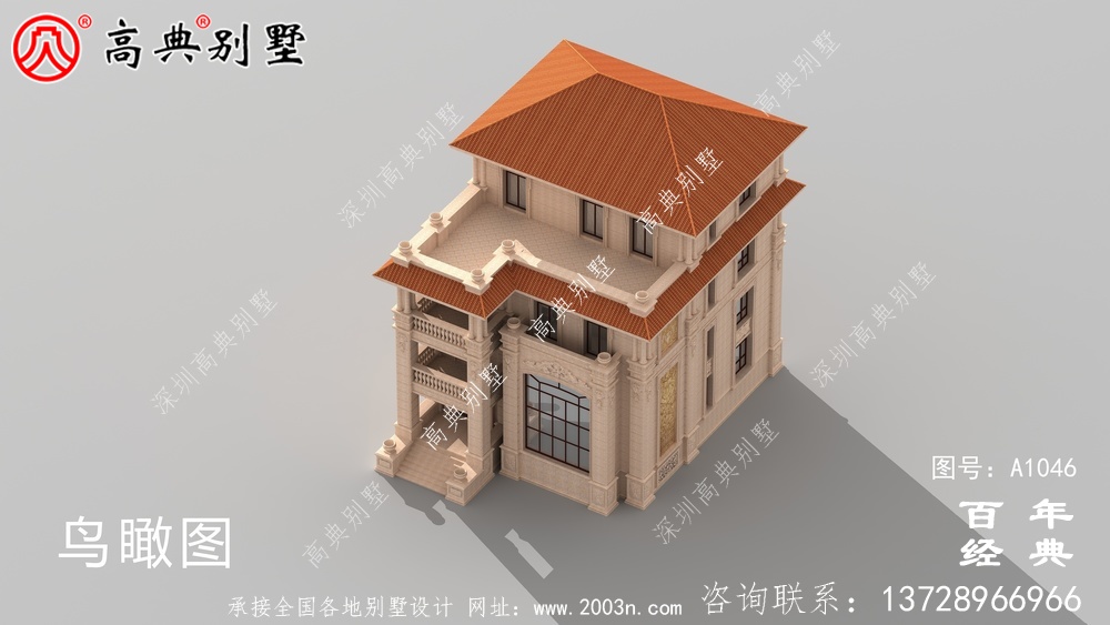 復合四層歐式別墅設計效果圖及施工圖_四層別墅設計圖