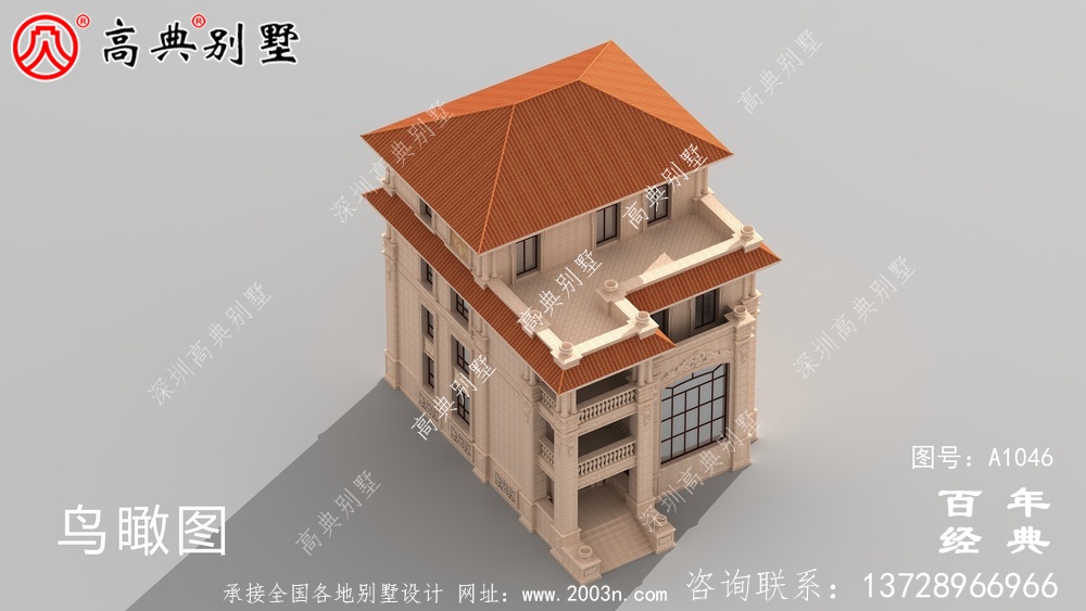 復合四層歐式別墅設計效果圖及施工圖_四層別墅設計圖