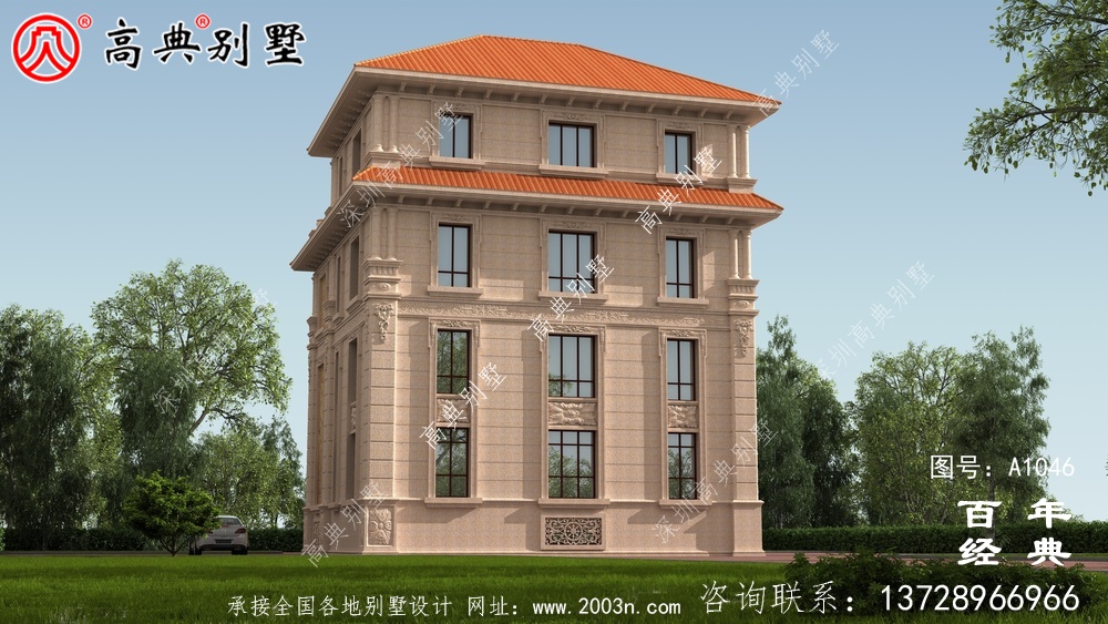 復合四層歐式別墅設計效果圖及施工圖_四層別墅設計圖