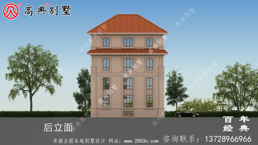 復合四層歐式別墅設計效果圖及施工圖_四層別墅設計圖