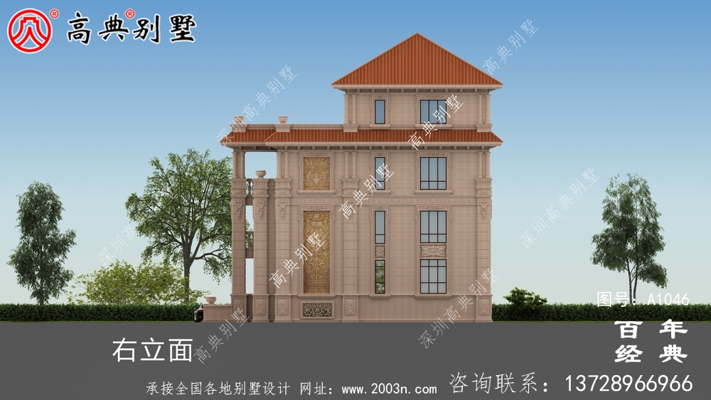 復合四層歐式別墅設計效果圖及施工圖_四層別墅設計圖