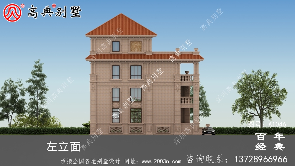復合四層歐式別墅設計效果圖及施工圖_四層別墅設計圖