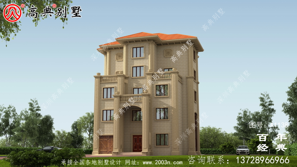 高大歐式五層別墅外觀設(shè)計效果圖_鄉(xiāng)村五層別墅設(shè)計圖紙