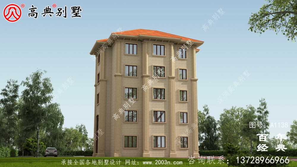 高大歐式五層別墅外觀設(shè)計效果圖_鄉(xiāng)村五層別墅設(shè)計圖紙