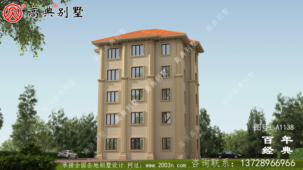 高大歐式五層別墅外觀設(shè)計效果圖_鄉(xiāng)村五層別墅設(shè)計圖紙