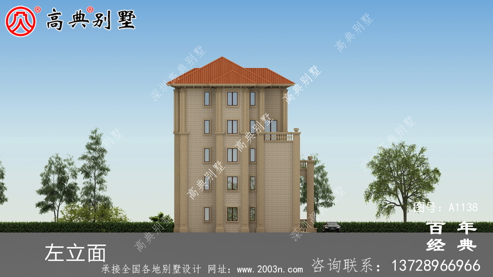 高大歐式五層別墅外觀設(shè)計效果圖_鄉(xiāng)村五層別墅設(shè)計圖紙