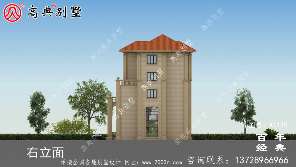 高大歐式五層別墅外觀設(shè)計效果圖_鄉(xiāng)村五層別墅設(shè)計圖紙