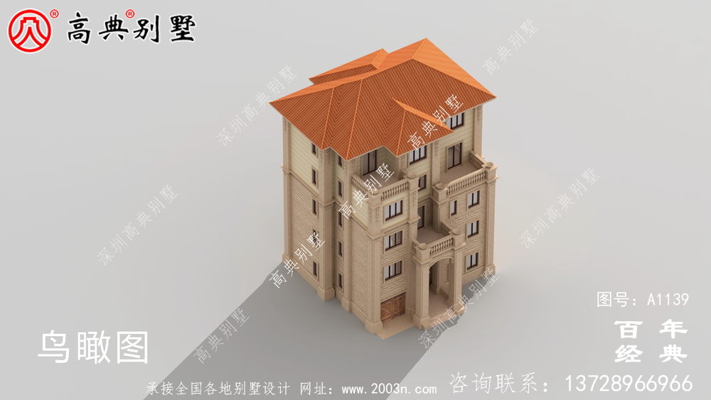氣派復式五層歐式別墅外觀設計效果圖_鄉村五層別墅設計圖紙