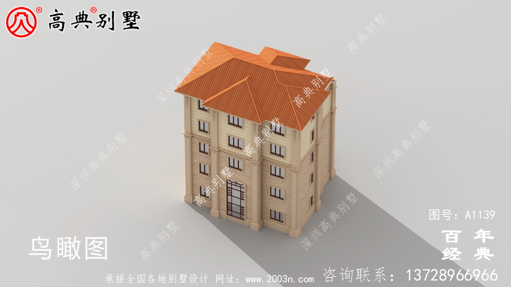 氣派復式五層歐式別墅外觀設計效果圖_鄉村五層別墅設計圖紙