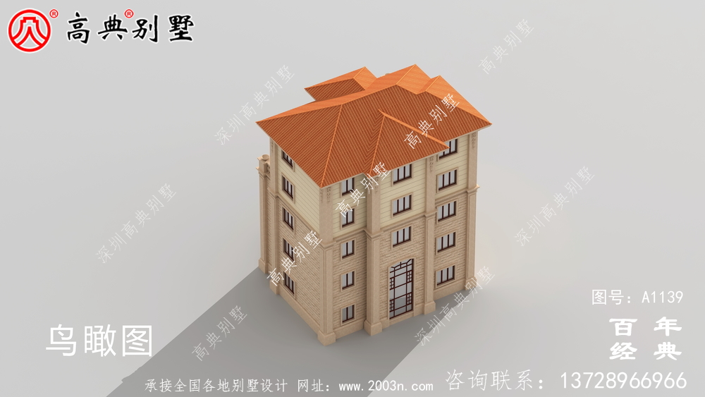 氣派復式五層歐式別墅外觀設計效果圖_鄉村五層別墅設計圖紙