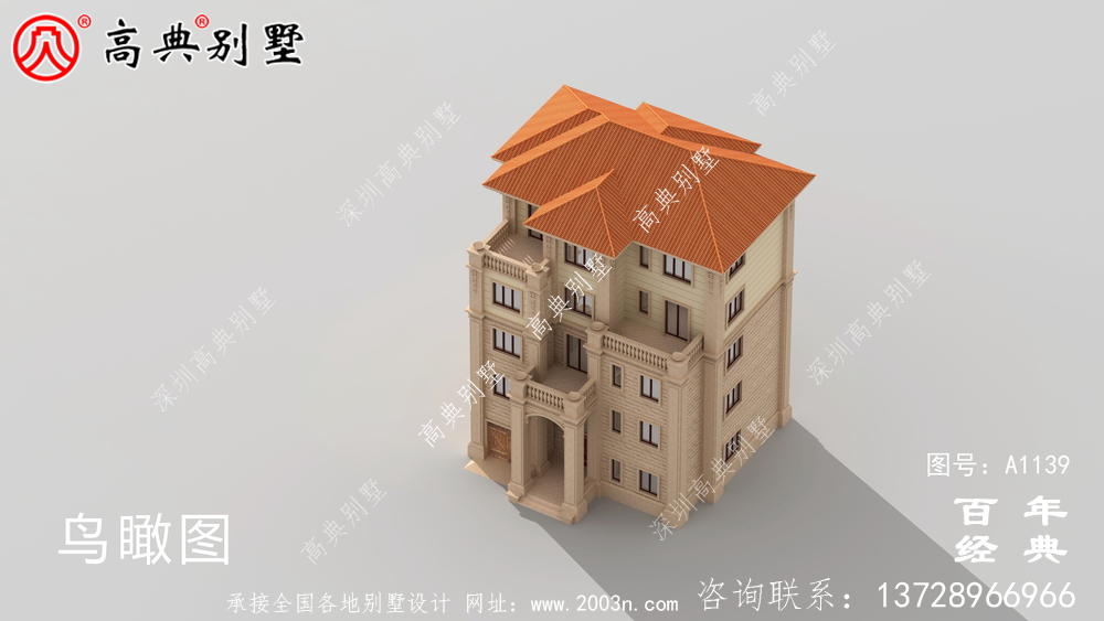 氣派復式五層歐式別墅外觀設計效果圖_鄉村五層別墅設計圖紙