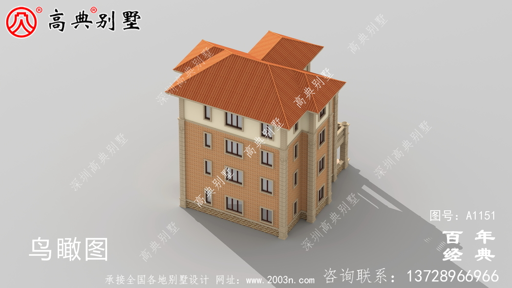 典雅復式四層歐式別墅外觀設計效果圖_鄉村四層別墅設計圖紙