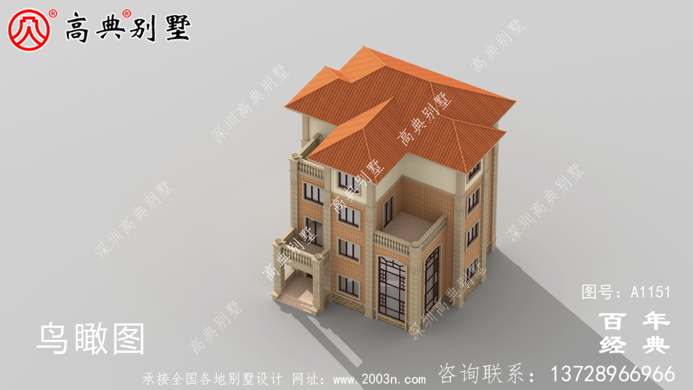 典雅復式四層歐式別墅外觀設計效果圖_鄉村四層別墅設計圖紙