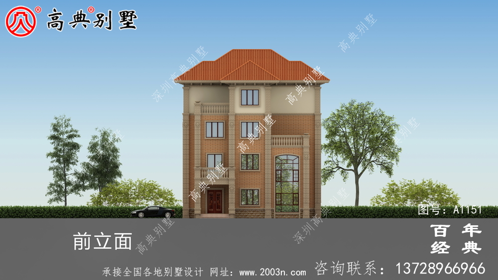 典雅復式四層歐式別墅外觀設計效果圖_鄉村四層別墅設計圖紙