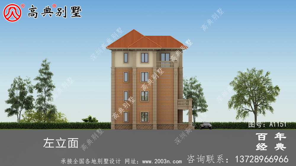 典雅復式四層歐式別墅外觀設計效果圖_鄉村四層別墅設計圖紙