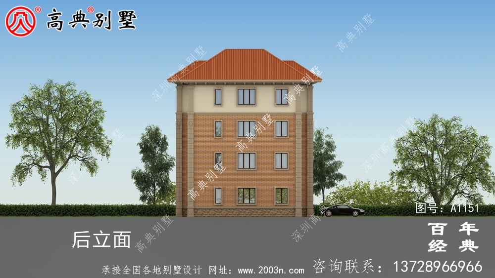 典雅復式四層歐式別墅外觀設計效果圖_鄉村四層別墅設計圖紙