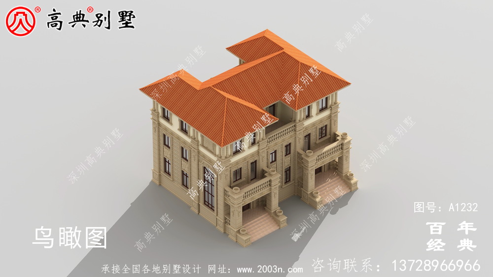 氣派復式三層歐式雙拼別墅設計工程圖紙_鄉村雙拼別墅自建房設計圖