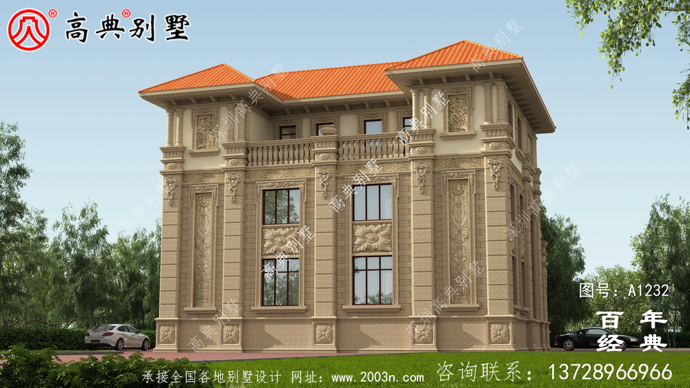 氣派復式三層歐式雙拼別墅設計工程圖紙_鄉村雙拼別墅自建房設計圖