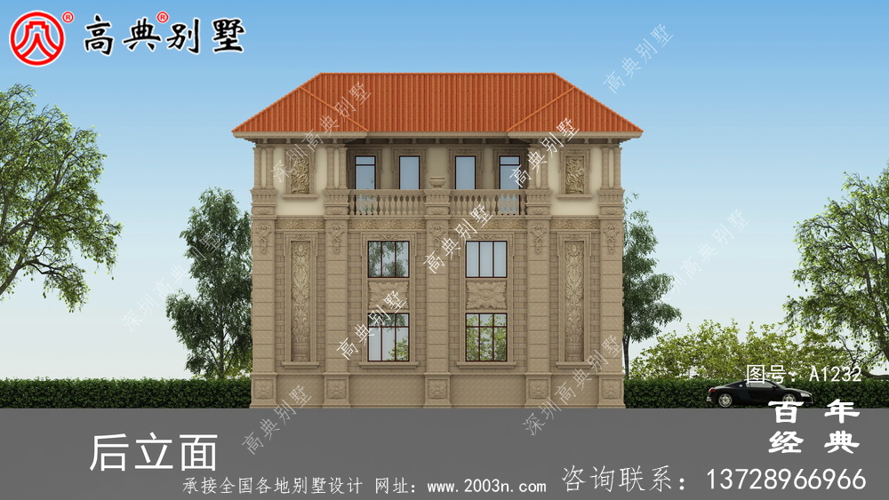 氣派復式三層歐式雙拼別墅設計工程圖紙_鄉村雙拼別墅自建房設計圖