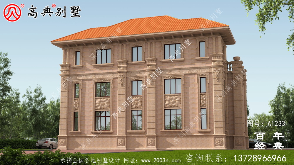 豪華三層復式雙拼大別墅設計工程圖紙_鄉村雙拼別墅自建房設計圖