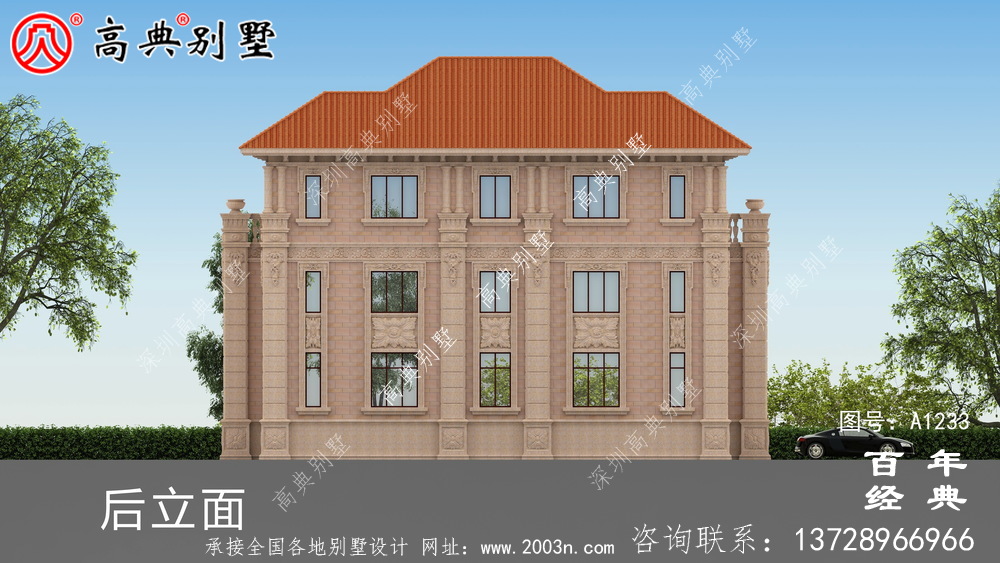 豪華三層復式雙拼大別墅設計工程圖紙_鄉村雙拼別墅自建房設計圖