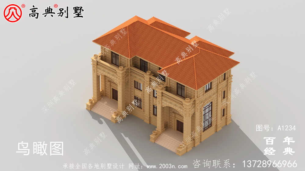 大氣三層歐式雙拼別墅設計工程圖紙_鄉村雙拼別墅自建房設計圖