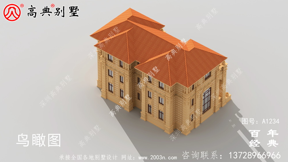 大氣三層歐式雙拼別墅設計工程圖紙_鄉村雙拼別墅自建房設計圖